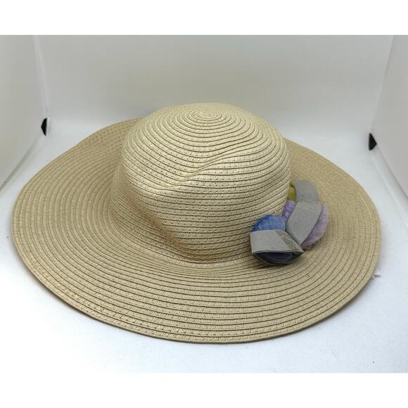 JANIE AND JACK Triple Flower Straw Sun Hat - Sz 4-5 yrs - NWT - Picture 2 of 5